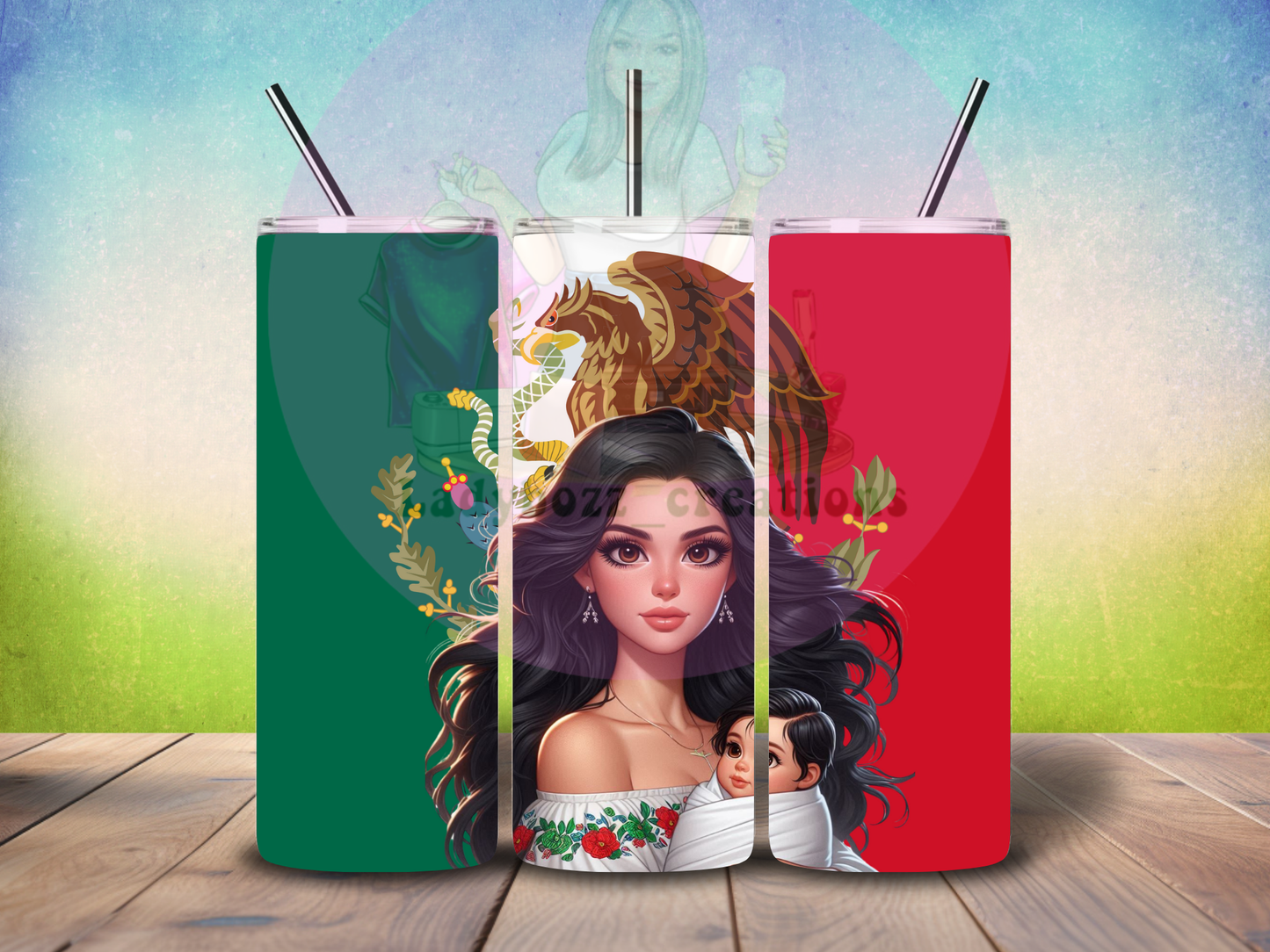 Mom with Baby Mexico Flag