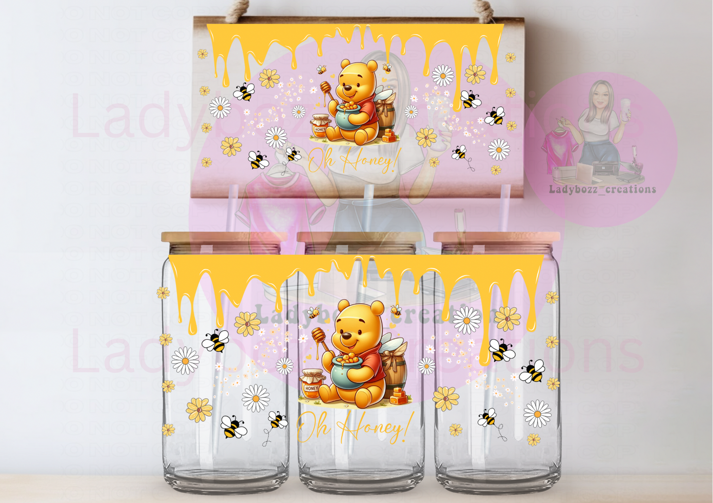 Pooh Honey, Stitch Honey and Flowers