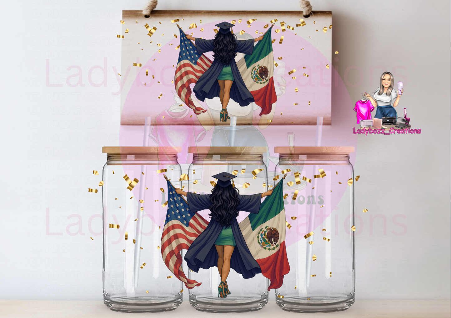 Mexican American Graduate/set of 2 wraps
