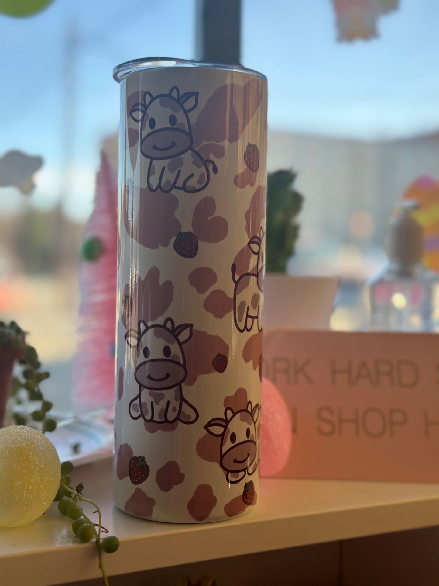 Pink cow tumbler