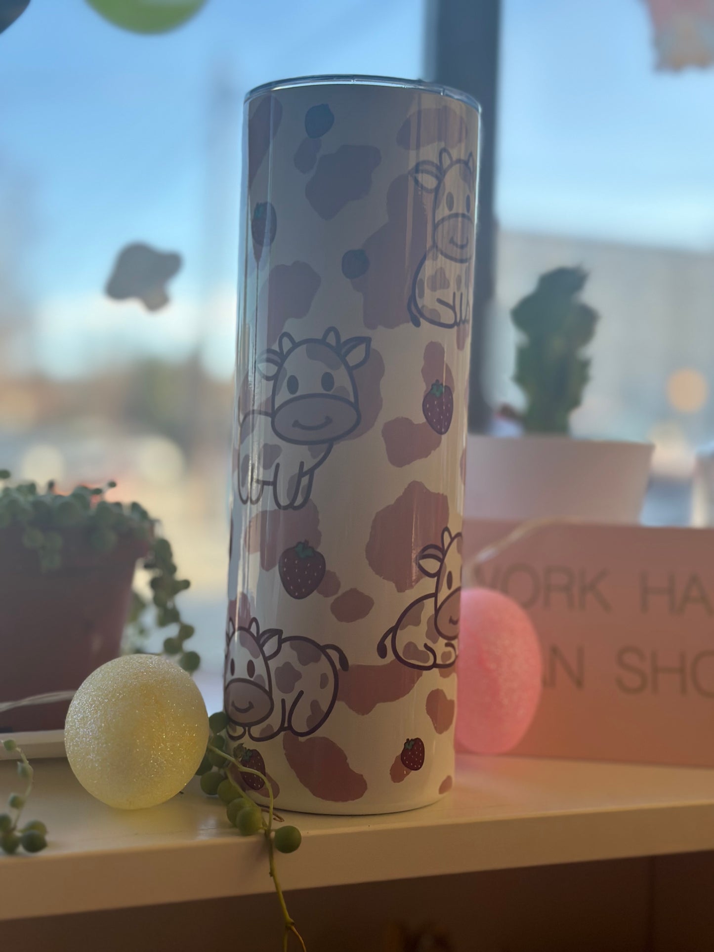 Pink cow tumbler