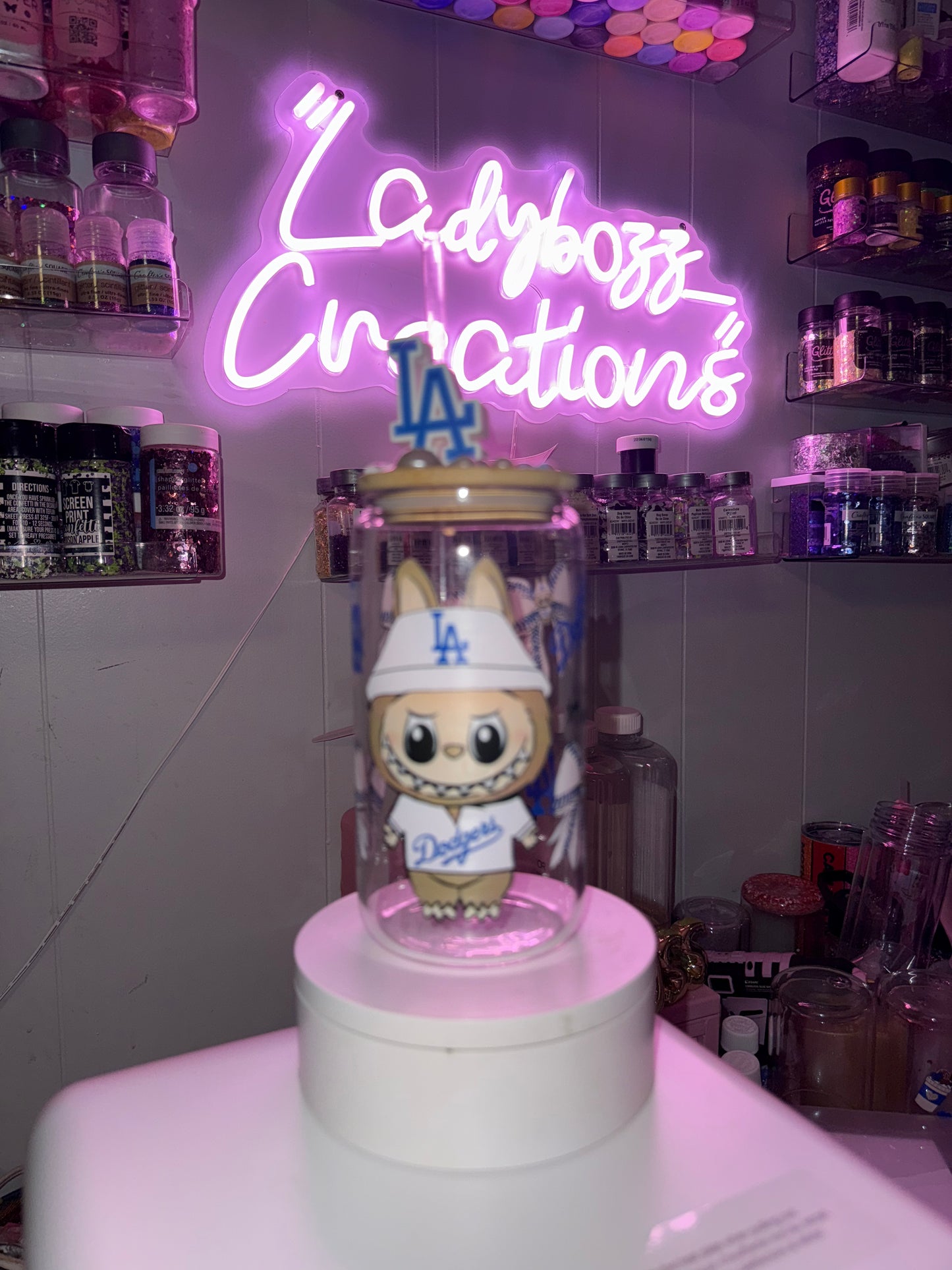 Dodgers Libbey Cup with straw topper