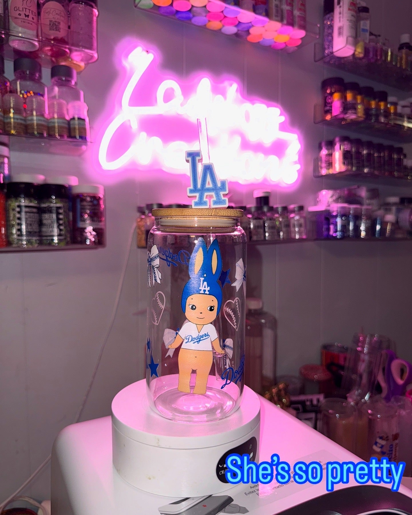 Dodgers Libbey Cup with straw topper