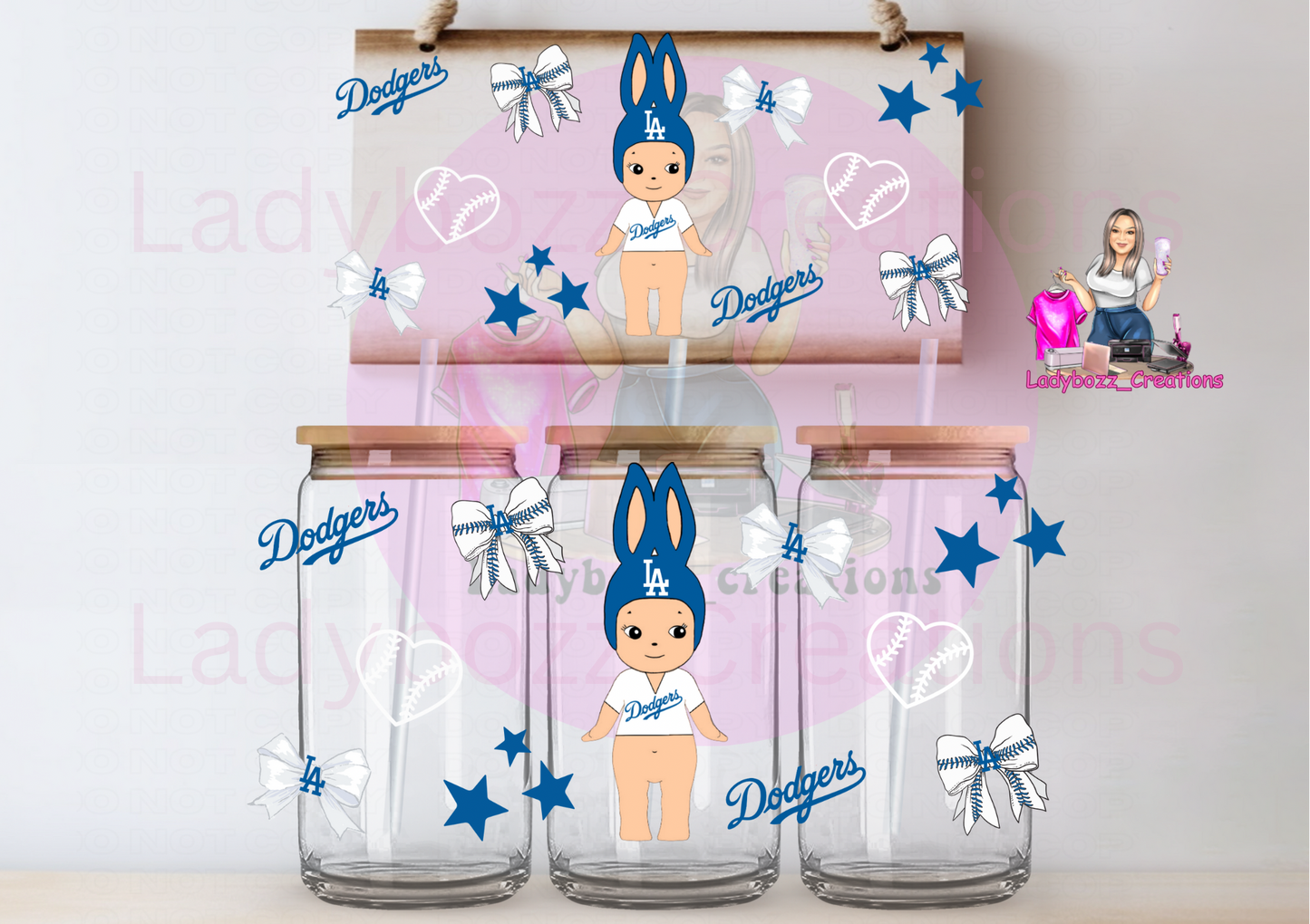 Dodgers Libbey Cup with straw topper