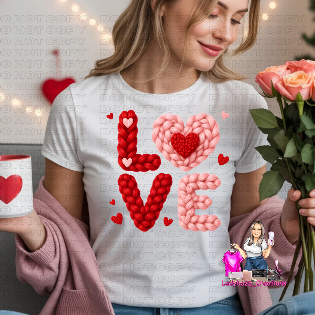 Love/Valentines/Faux Embroidery Tshirt/Several Options