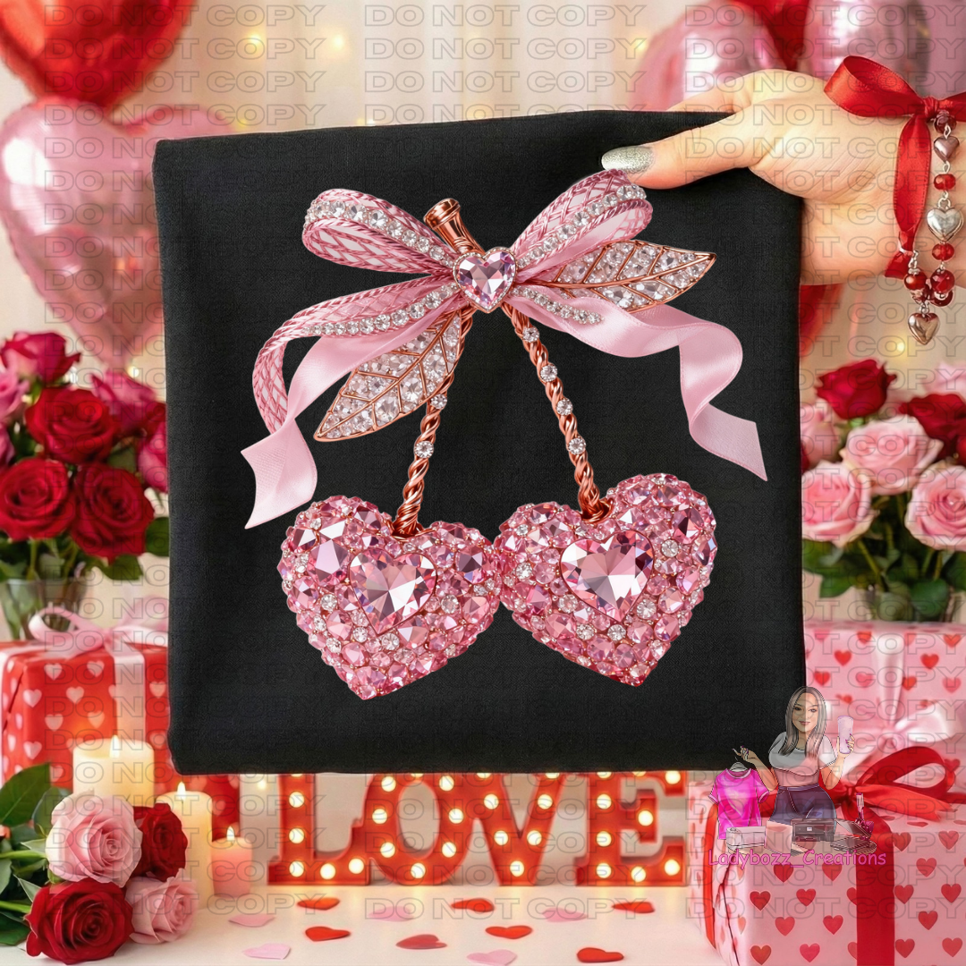 Heart Diamond Coquette/Faux Embroidery/Tshirt/Valentines