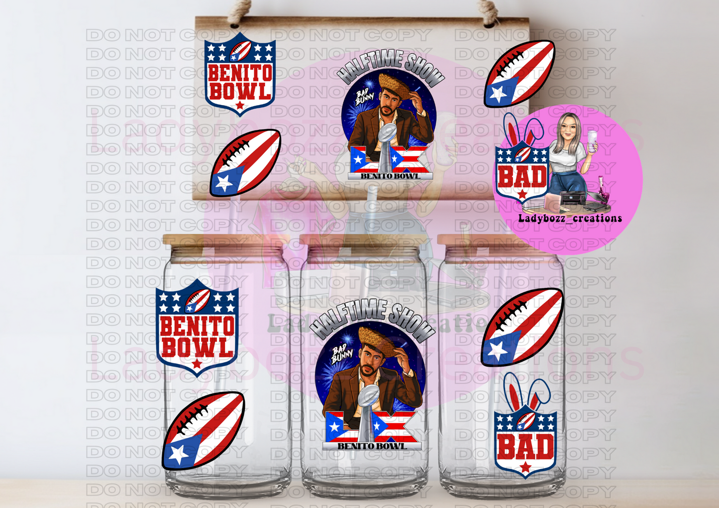 Bad Bunny/Libbey Cup with straw topper/3D Top