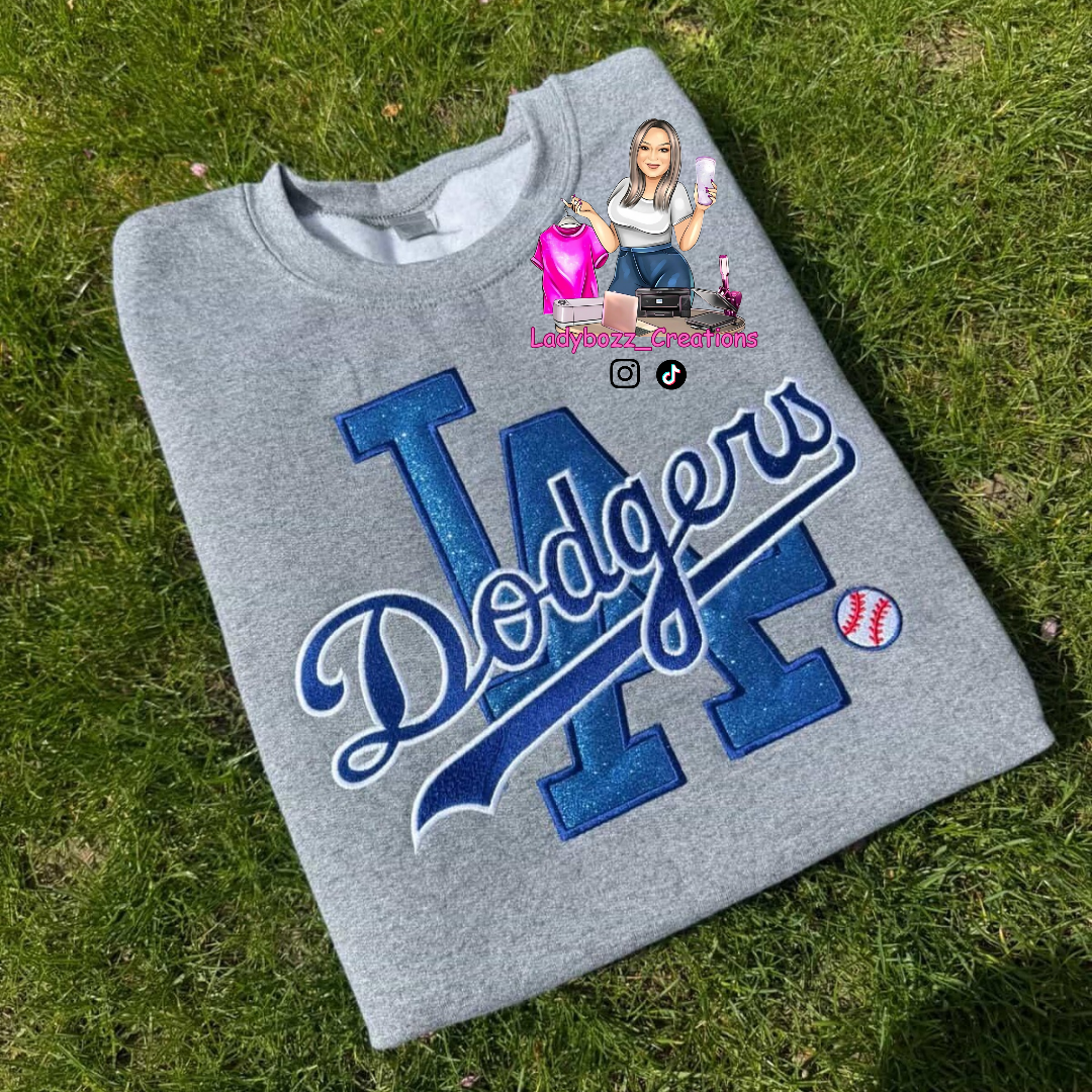 LA/Appliqué Crewneck Sweater/Embroidery/Baseball/Sports