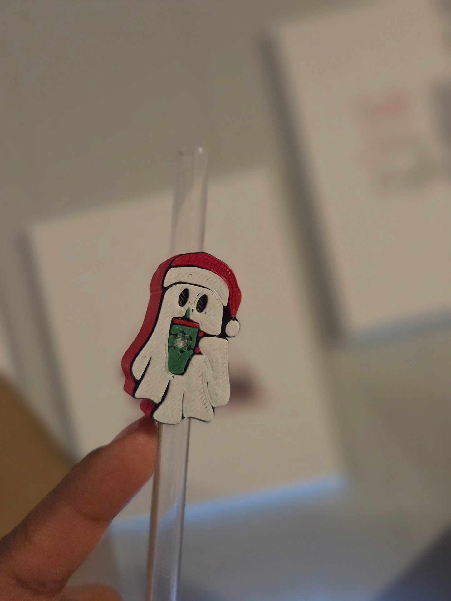 Christmas Ghost/STRAW TOPPER ONLY