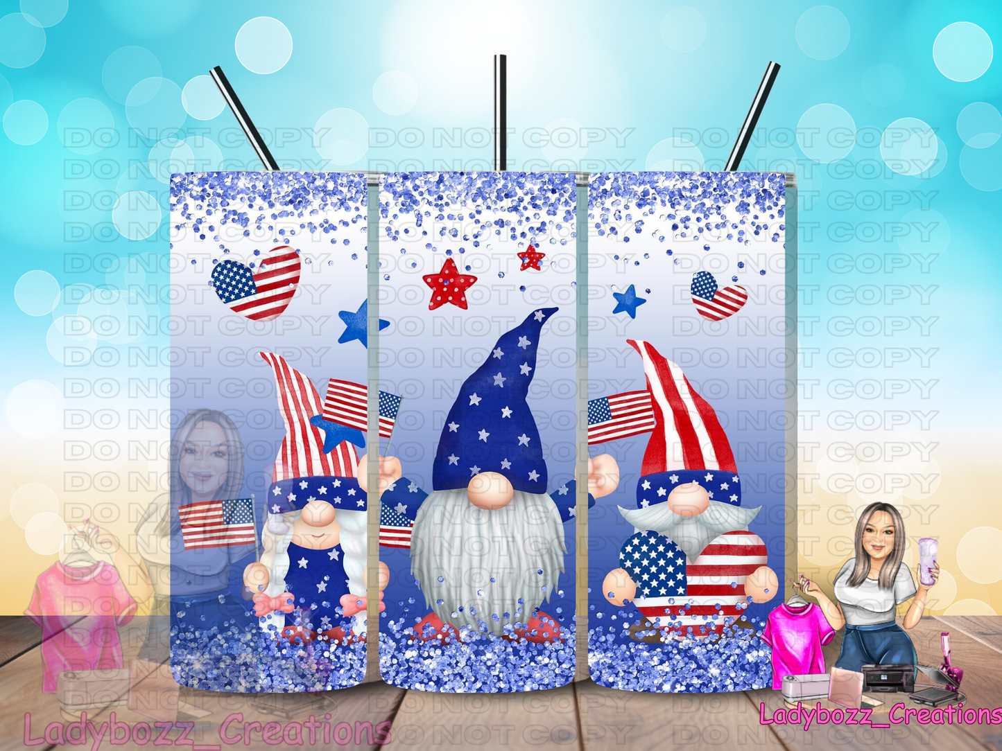4th Of July Gnomes/ Tumbler/ or sublimation print
