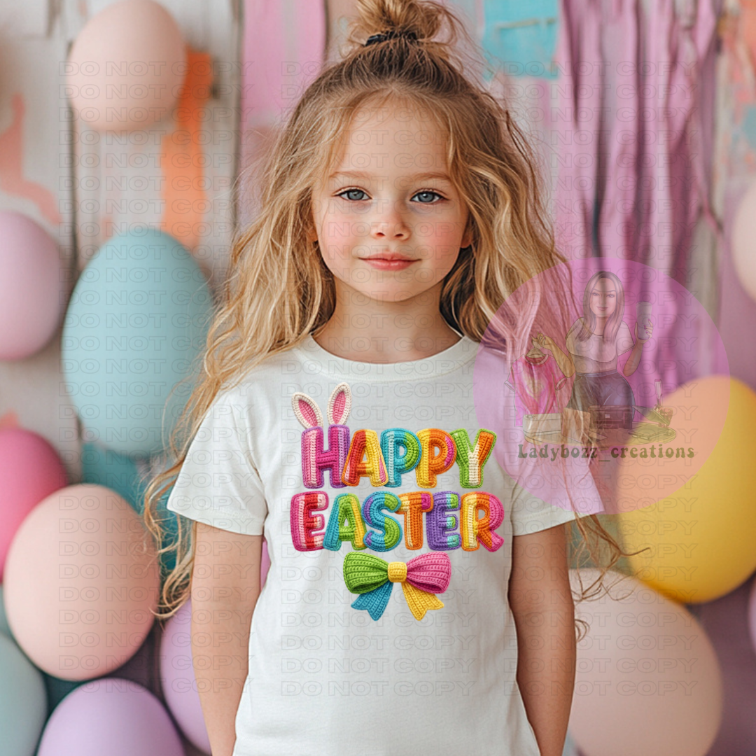Happy Easter Faux Embroidery/kids/tshirts