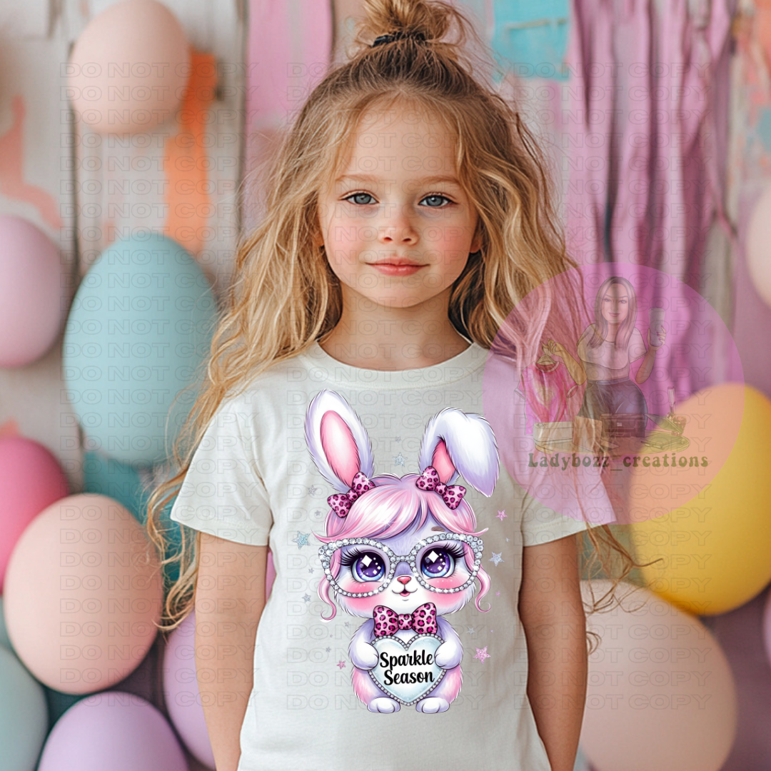 Bunny Rhinestone Easter Faux/kids/tshirts