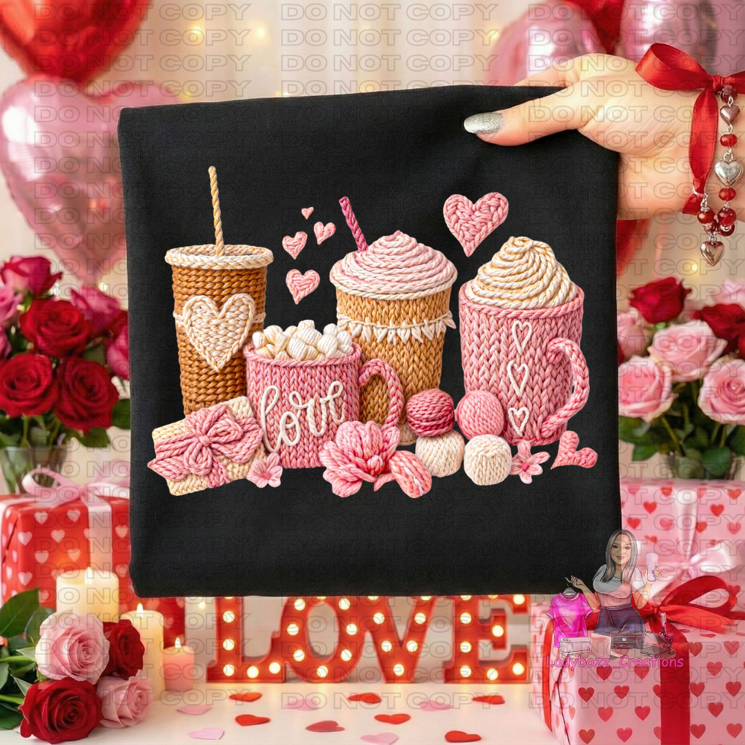 Coffee Love/Faux Embroidery/Tshirt/Valentines