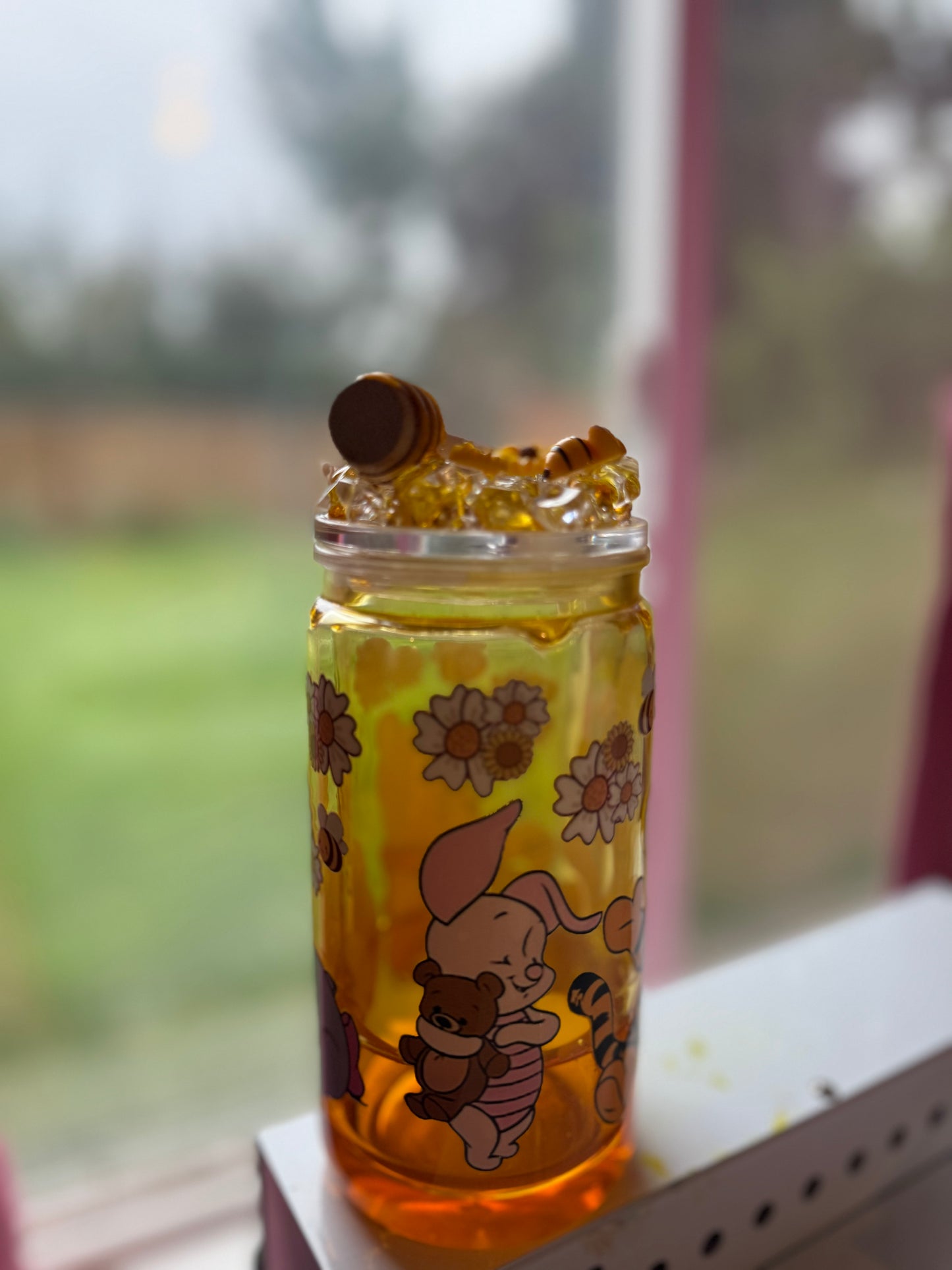 Honey Drip Snow globe with decorated lid