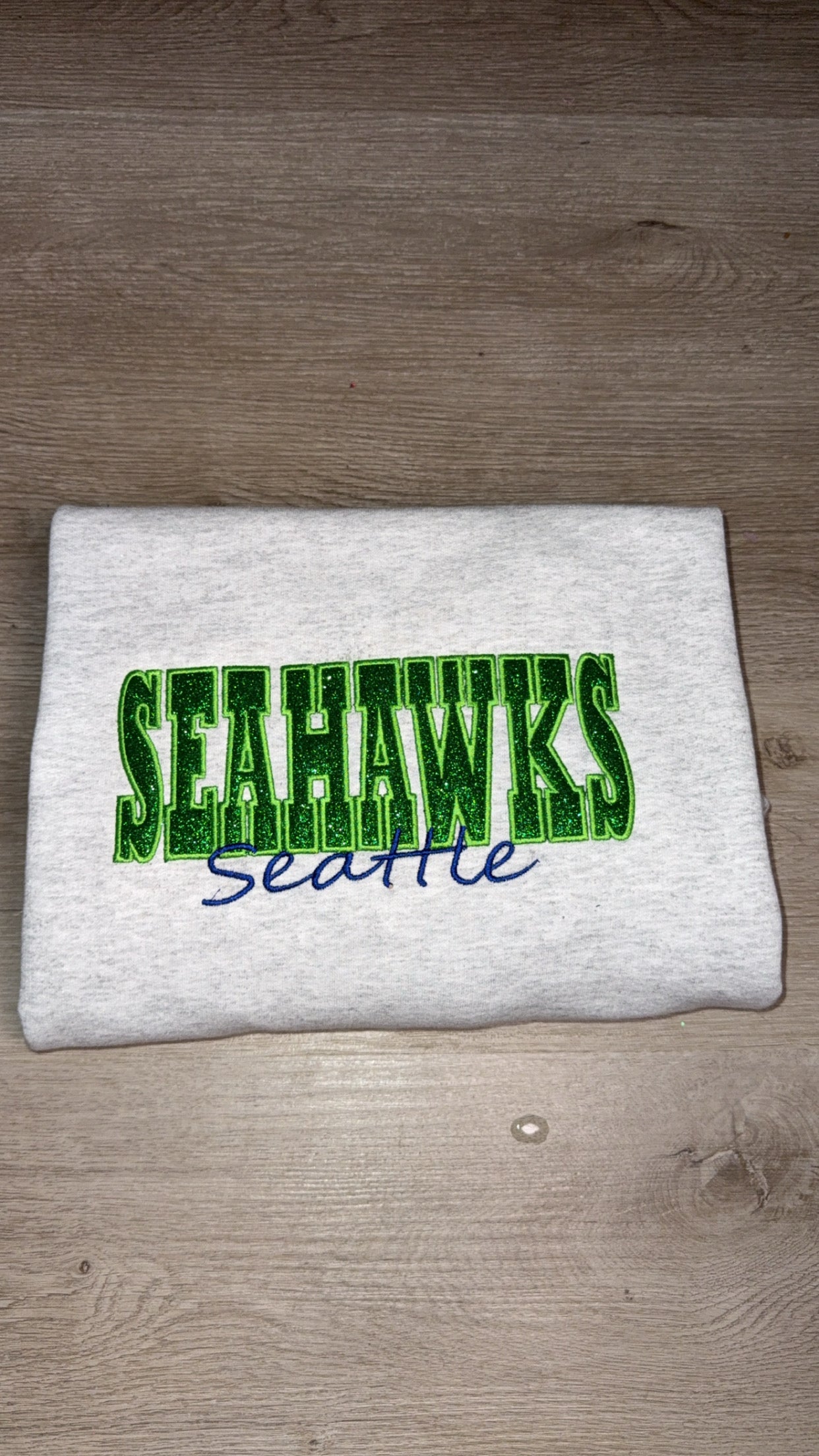 Seahawks Custom Embroidery Football Crewneck with Appliqué | Personalized Sports Sweatshirt