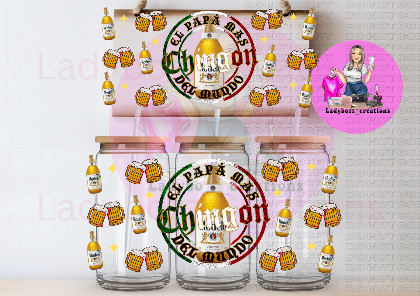 Papa Chingon/Modelo/2 Wraps Only or Libbey Cup
