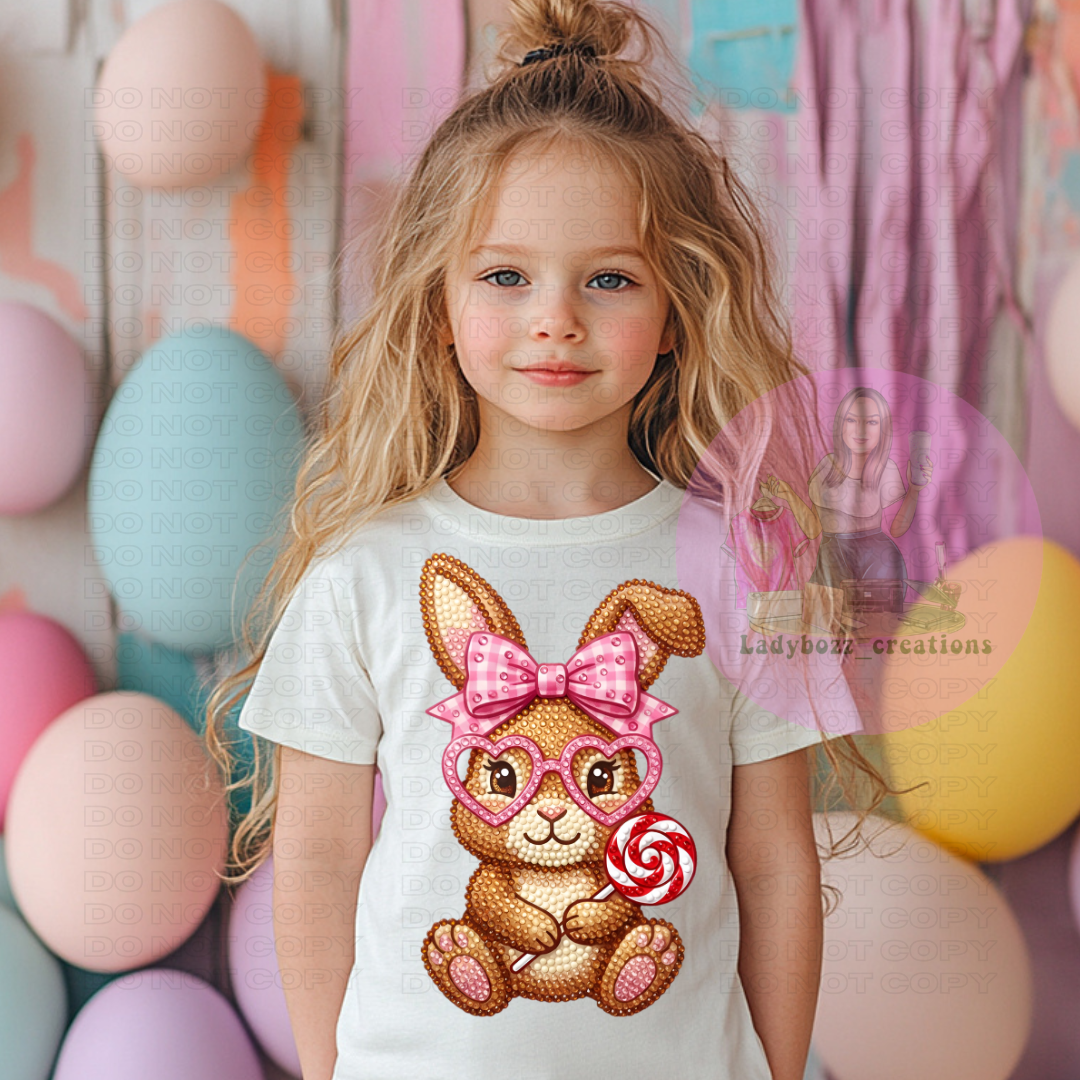 Easter Bunny Faux Rhinestone/kids/tshirts D23