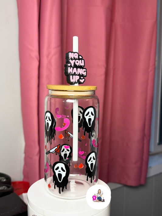 Ghost Face  Libbey Cup with Straw Topper