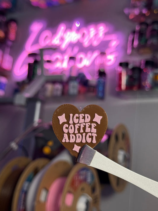 Iced Coffee Addict print STRAW TOPPER ONLY
