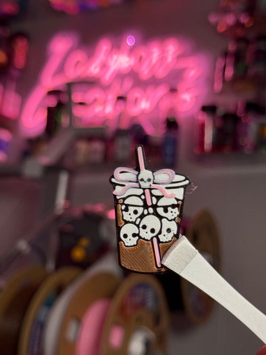 Coffee Skull Cup print STRAW TOPPER ONLY
