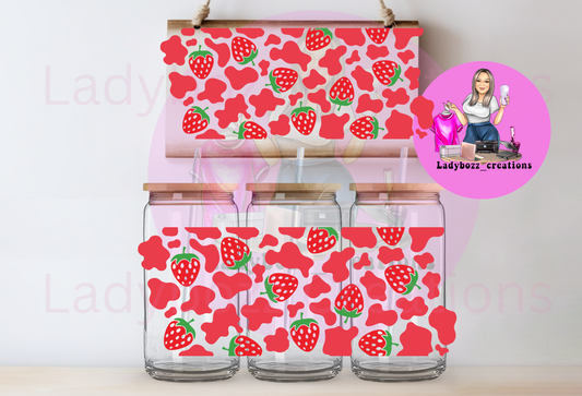 Red Cow Print with Red Strawberries