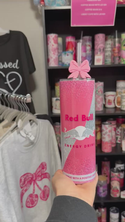 Pink Redbull Tumbler with Straw Topper included