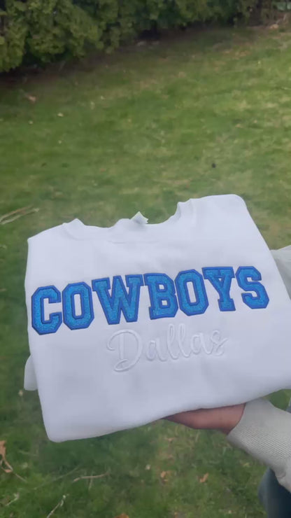 Dallas Custom Embroidery Football Crewneck with Appliqué | Personalized Sports Sweatshirt