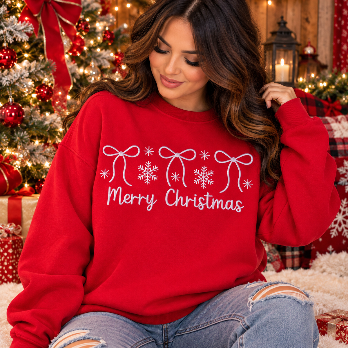 Embroidered Merry Christmas Crewneck