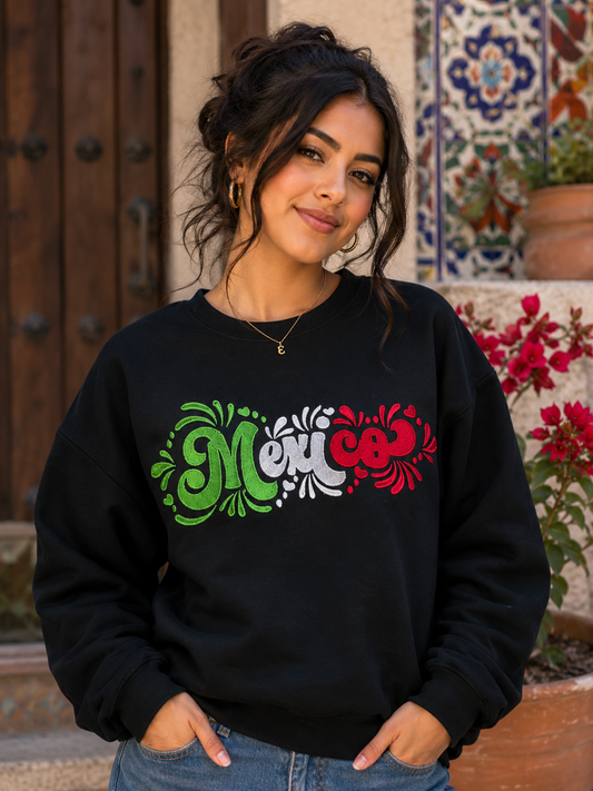 Mexico Talavera Embroidered Sweatshirt/Embroidery