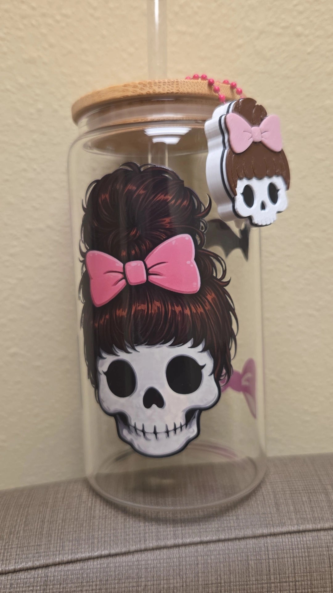 Messy Bun Skull Girl Libbey Cup/3D Can Opener