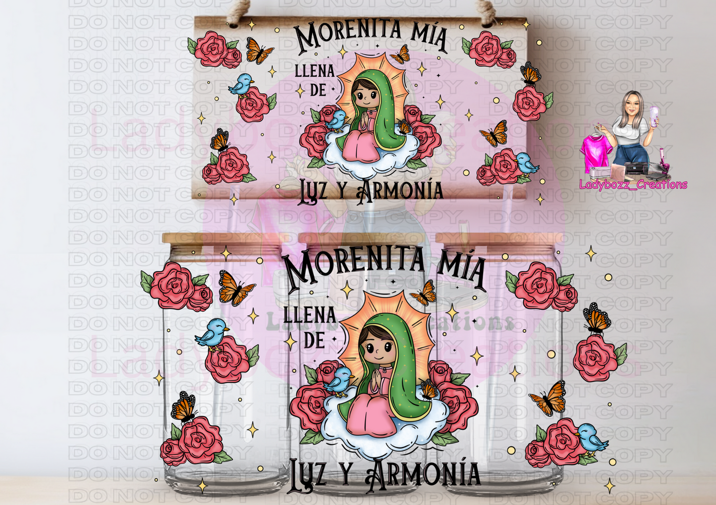 Virgencita/Mexican/Libbey Cup with Rose/3D Top