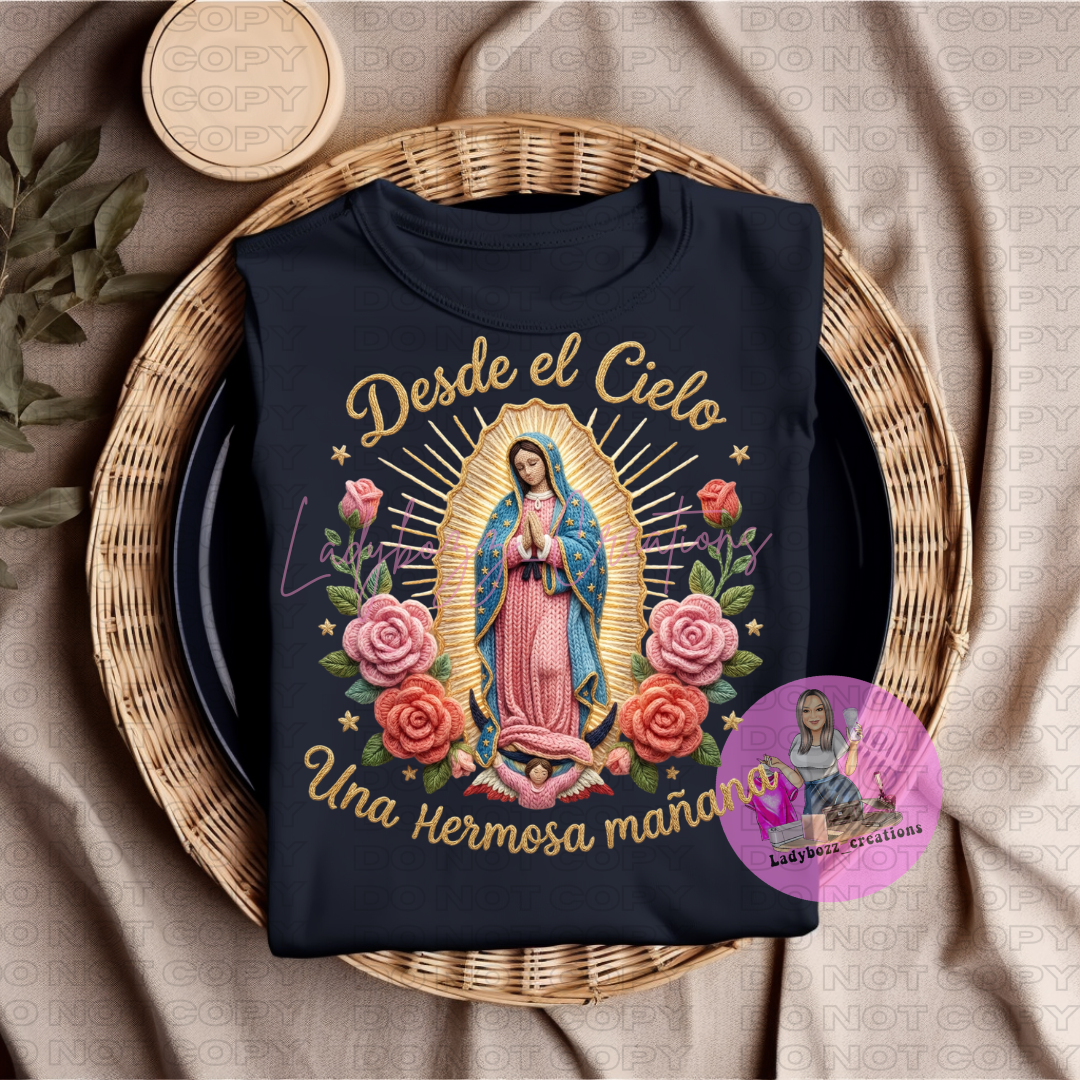 Virgen Mary/Faux Embroidery Tshirt/Several Options
