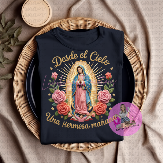 Virgen Mary/Faux Embroidery Tshirt/Several Options