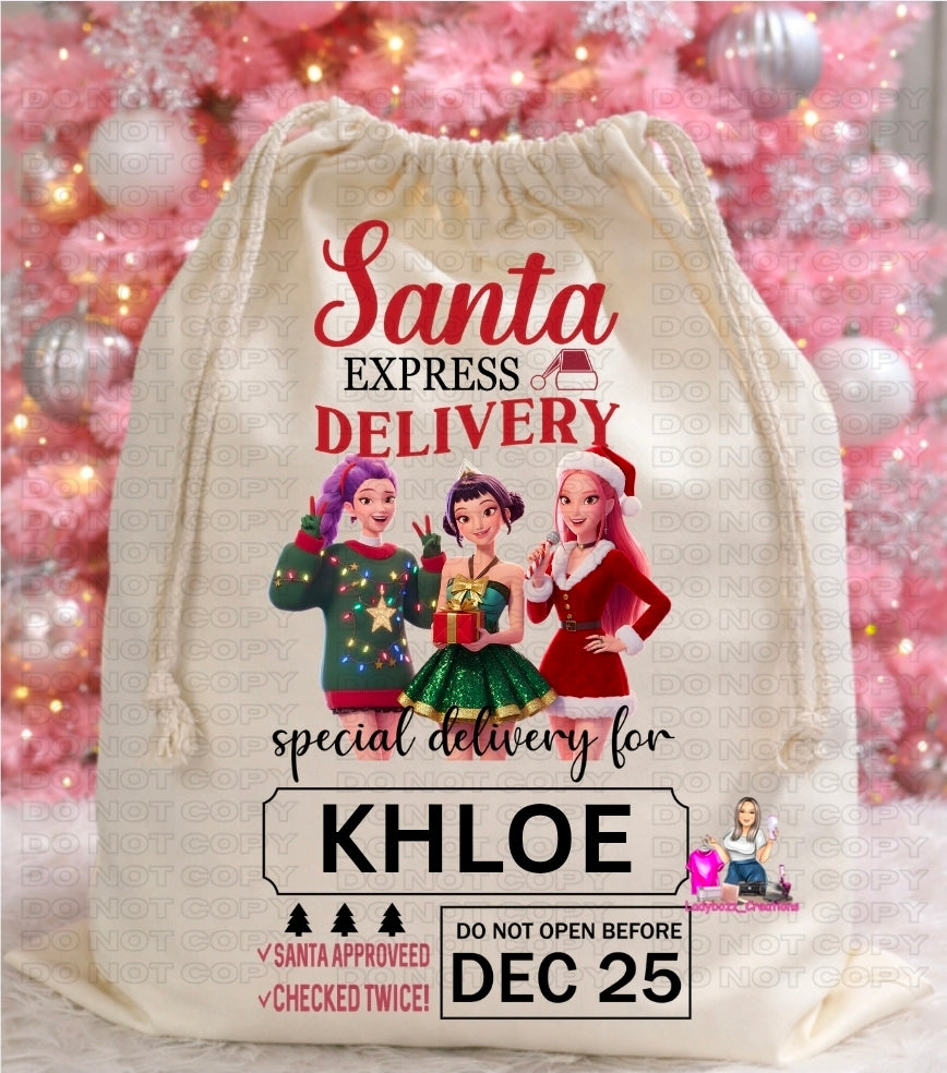 Custom Name Sack Christmas Bags
