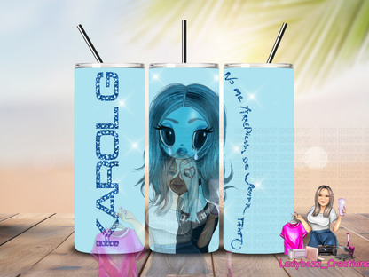 Karol G Tumbler with straw topper/ or sublimation print/