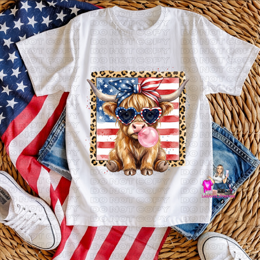 4th of July/Highland Cow/Tshirt or print only/