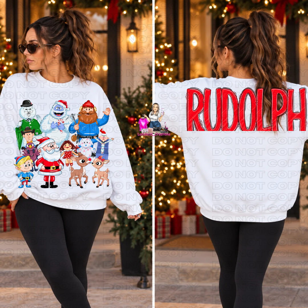 Red Nose Reindeer Movie Sweatshirts Front and Back Design/Christmas