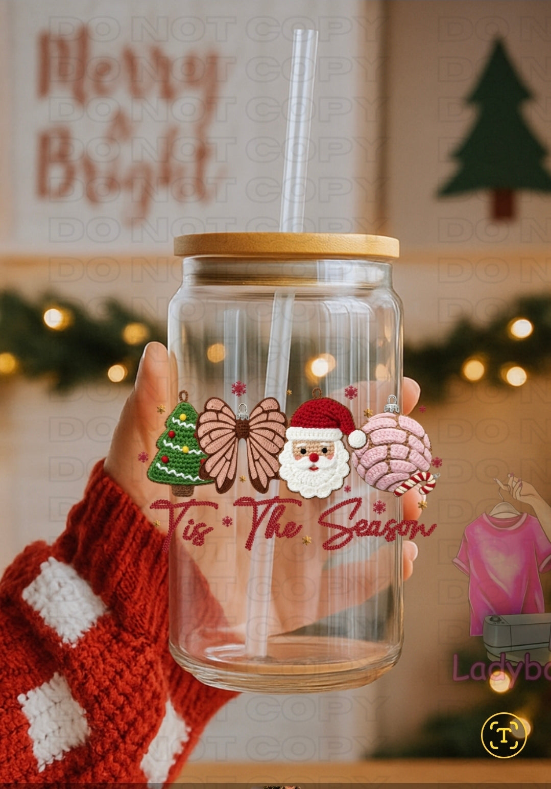 Tis The Season Red/1 dtf image/1 libbey wrap