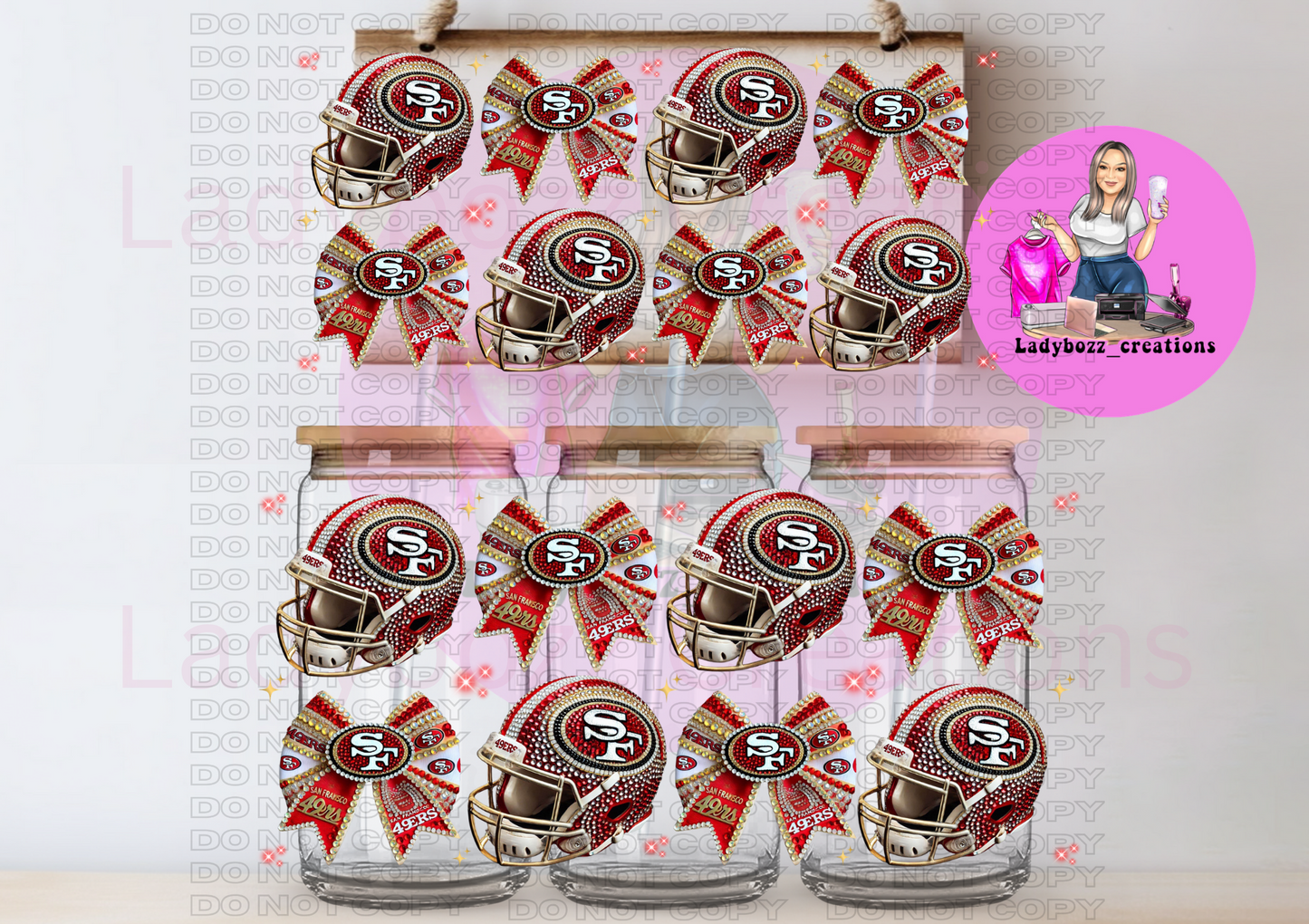 Football Team Faux Glitter Libbey WRAP ONLY