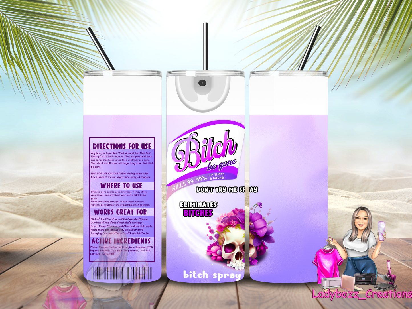 Bitch Rainbow Tumbler/ or sublimation print/several options