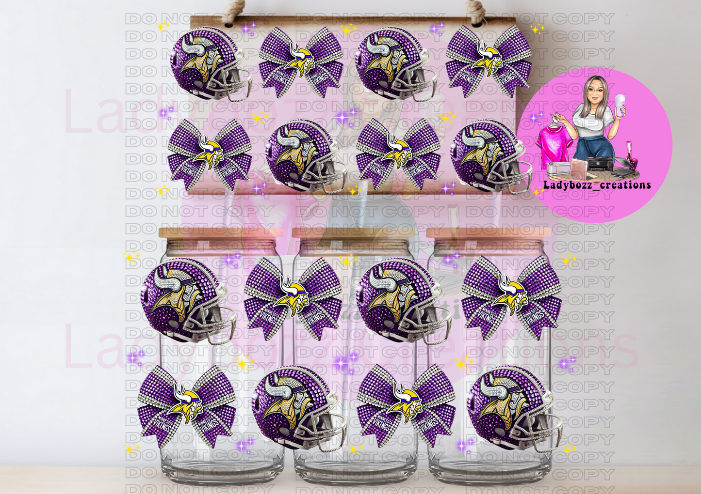 Football Team Faux Glitter Libbey WRAP ONLY