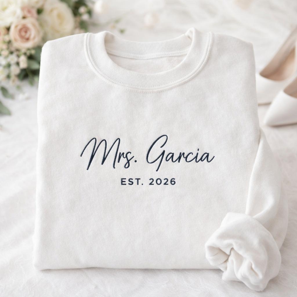 Mrs./Custom Embroidery Sweaters with year/Wedding