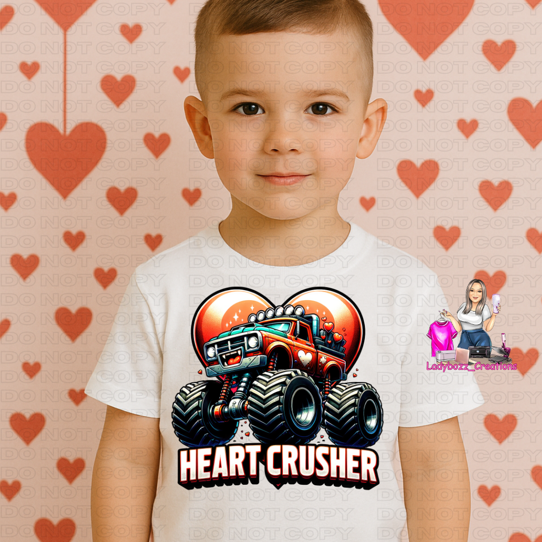 Heart Crusher Truck/Valentines/kids/tshirts