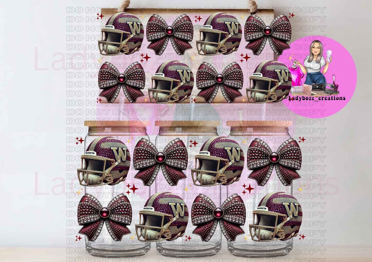 Football Team Faux Glitter Libbey WRAP ONLY
