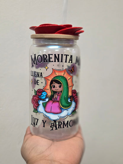 Virgencita/Mexican/Libbey Cup with Rose/3D Top