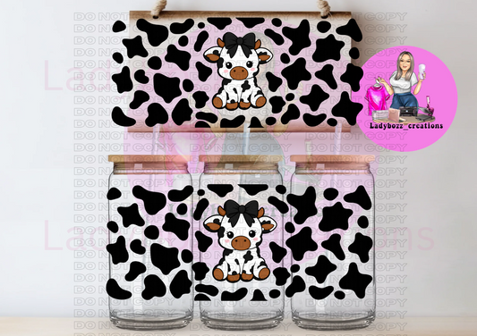 Cow print with black bow/2 Wraps Only or Libbey Cup