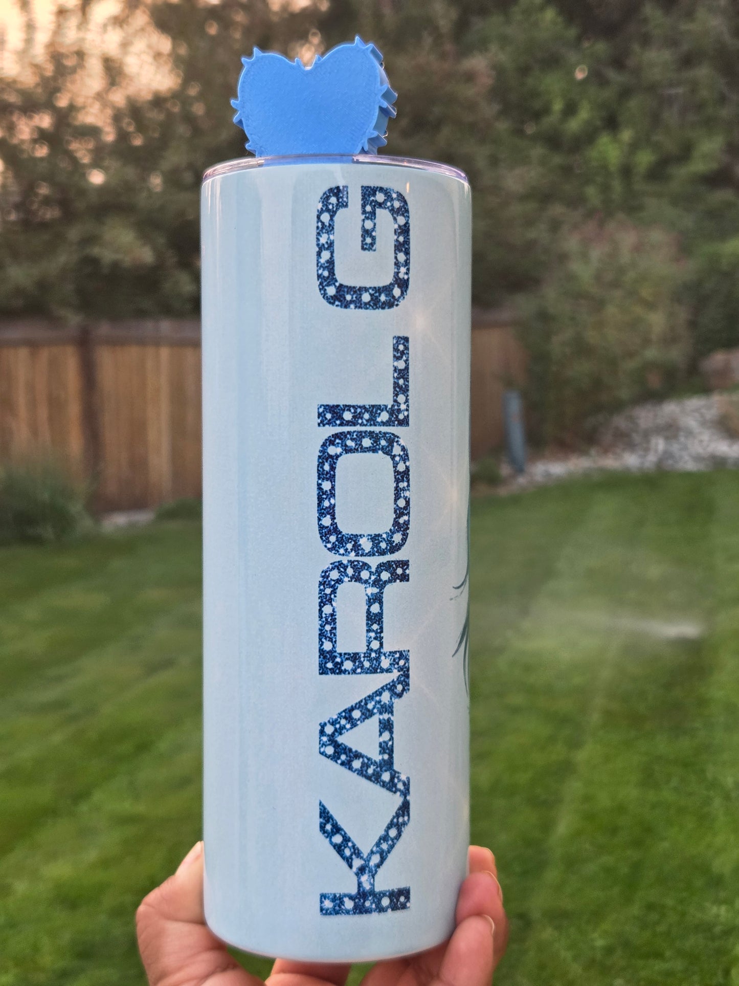 Karol G Tumbler with straw topper/ or sublimation print/