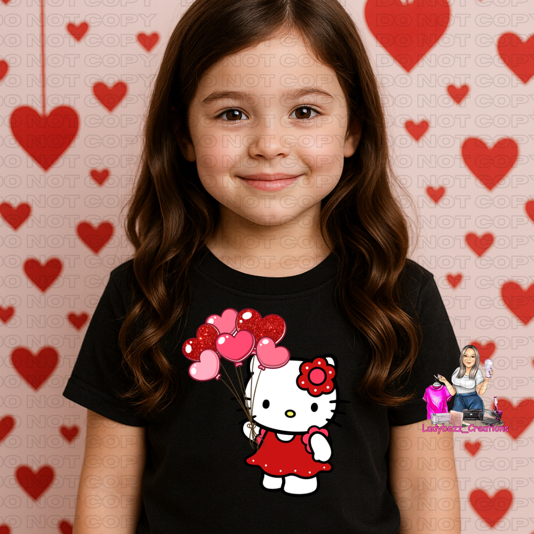 Hello Kitty Heart Balloons/Valentines/kids/tshirts