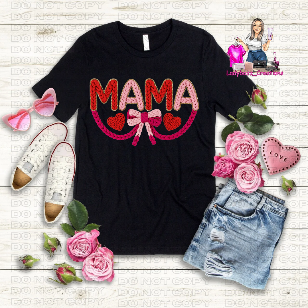 Mama/Valentines/Faux Embroidery Tshirt/Several Options