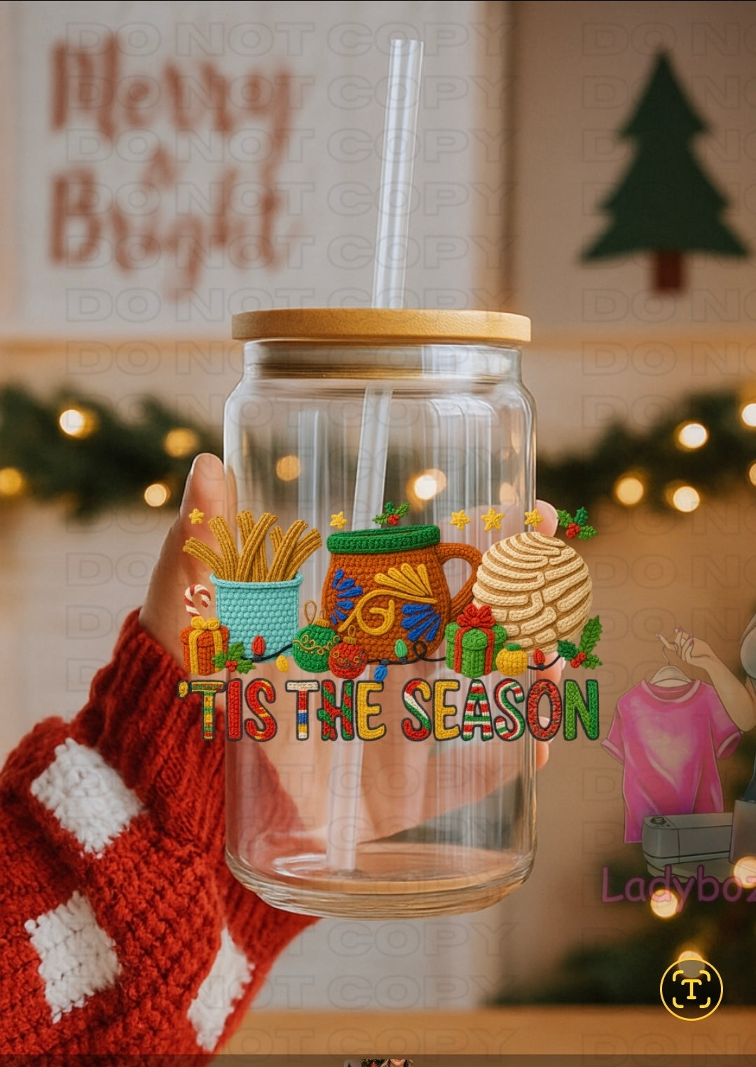 Tis The Season colorful/1 dtf image/1 libbey wrap